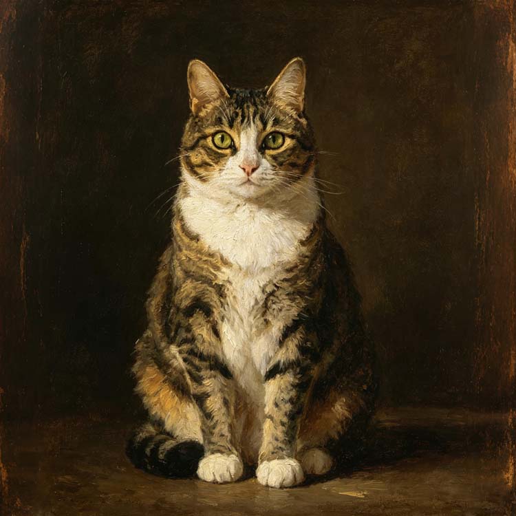 hand painted custom pet oil painting, vintage realistic hand-drawn tabby cat canvas custom pet portrait