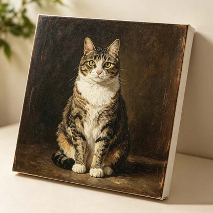 hand painted custom pet oil painting, unframed handmade tabby cat canvas personalized pet wall decor