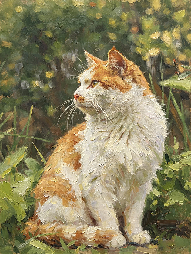 Impressionism & Textured Impasto - Hand-Painted Oil Painting - Outdoor Pet Portrait