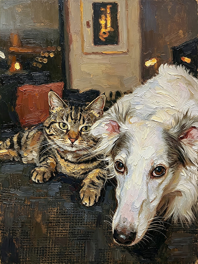 Impressionism & Textured Impasto - Hand-Painted Oil Painting - Home Pet Portrait