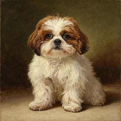 memorial heirloom hand painted pet oil painting realistic shih tzu dog bust heirloom canvas portrait