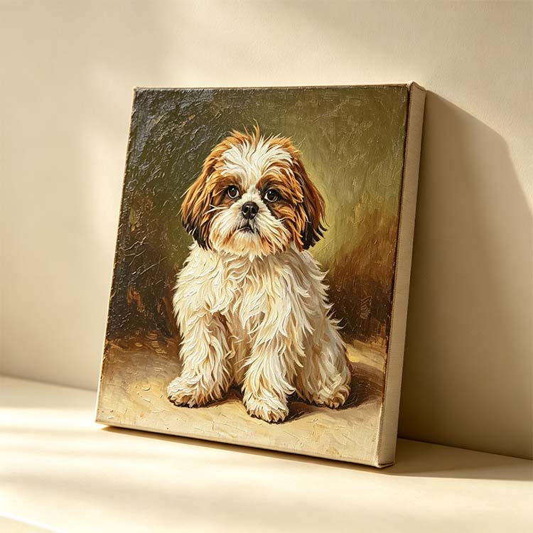 memorial heirloom hand painted pet oil painting unframed shih tzu dog canvas home wall hanging decor