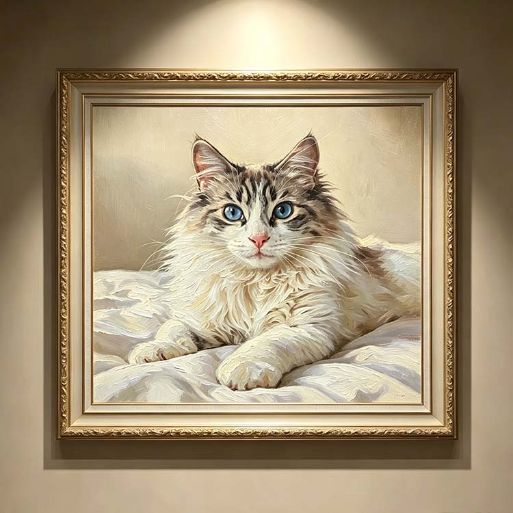custom hand painted pet bust oil painting framed cat heirloom bust portrait wall hanging