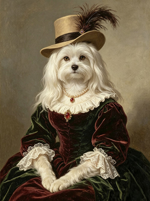 Custom Royal Pet Portrait Oil Painting – The Countess