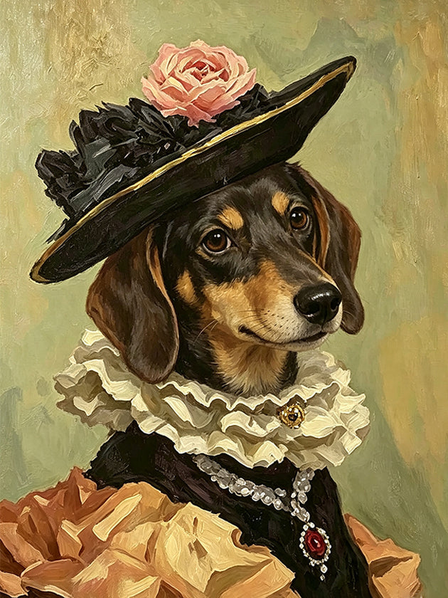 Custom Royal Pet Portrait Oil Painting – THE NOBLE LADY