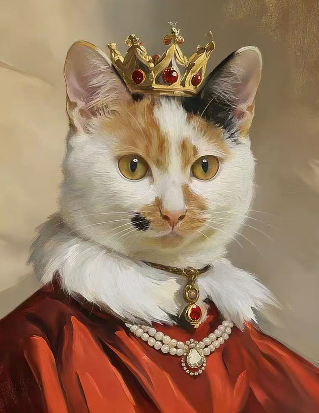 Custom Royal Pet Portrait Oil Painting – The Crowns