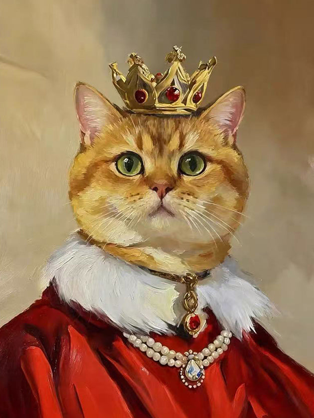 Custom Royal Pet Portrait Oil Painting – The Crowns